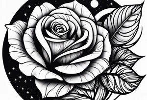Rose wrapped around moon tattoo idea