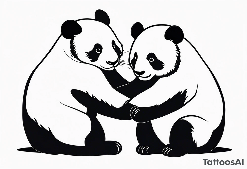 Cute pandas embracing or holding hands. tattoo idea