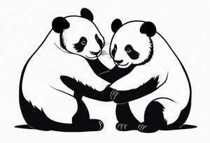 Cute pandas embracing or holding hands. tattoo idea