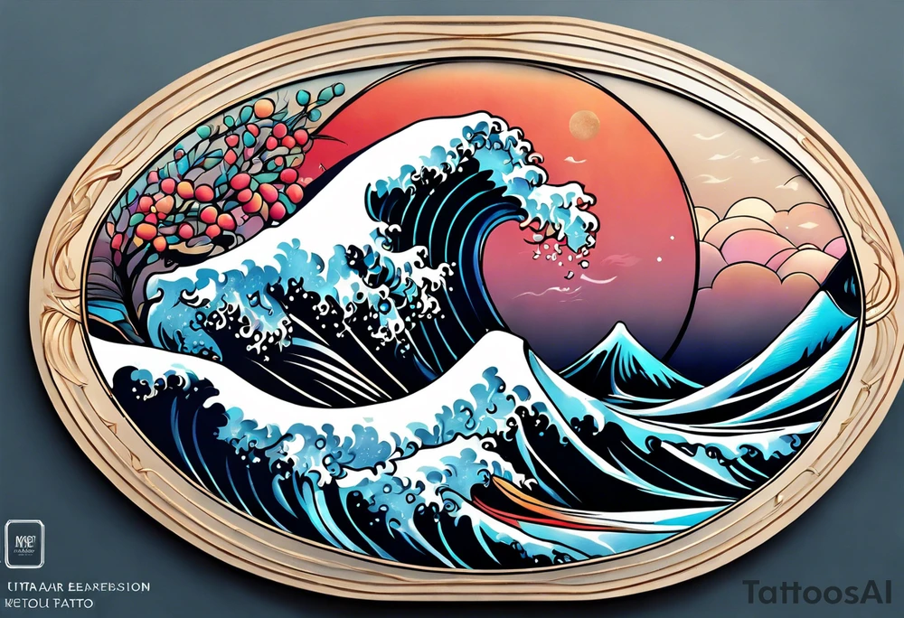 wave;  
"come what may"; outside forearm not an oval tattoo idea