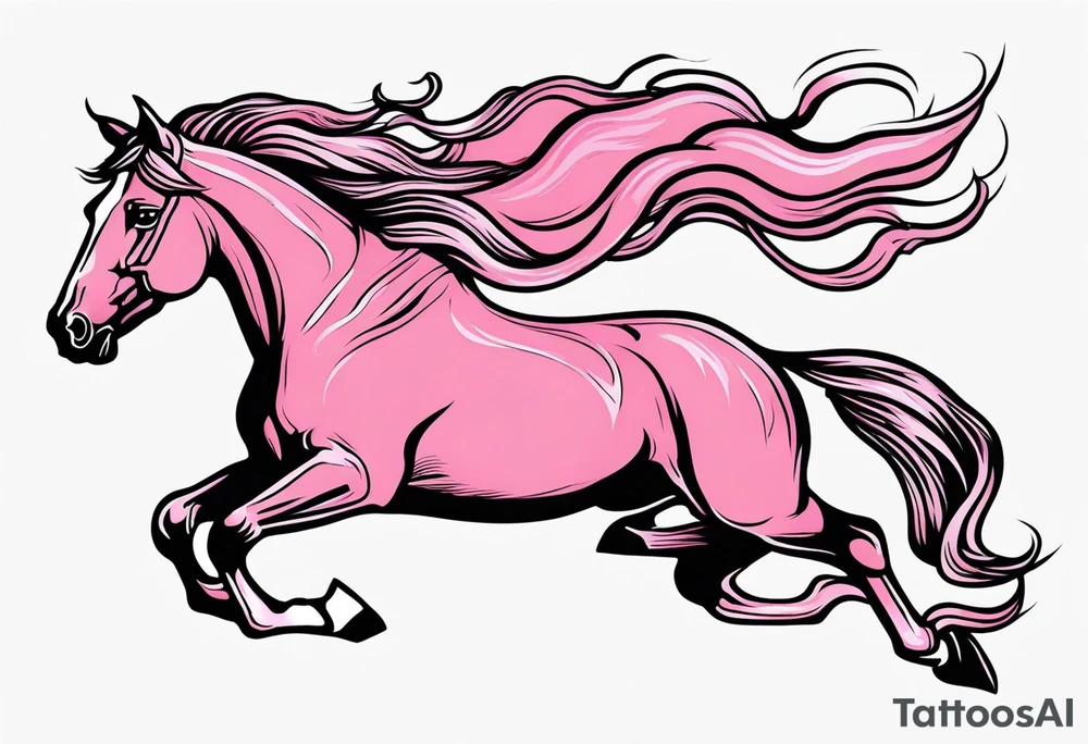 Turn pink ribbon into bucking horse tattoo idea