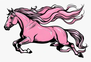 Turn pink ribbon into bucking horse tattoo idea