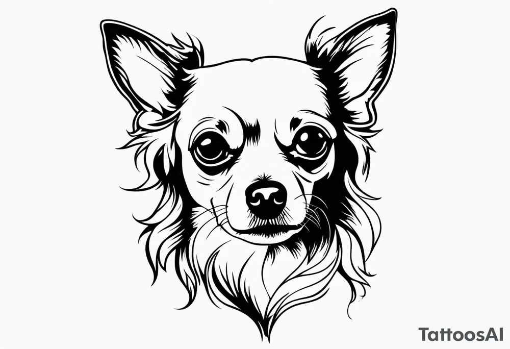 chihuahua long haired tattoo idea