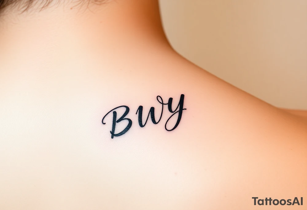 Inside finger tattoo with initials BWY in cursive tattoo idea