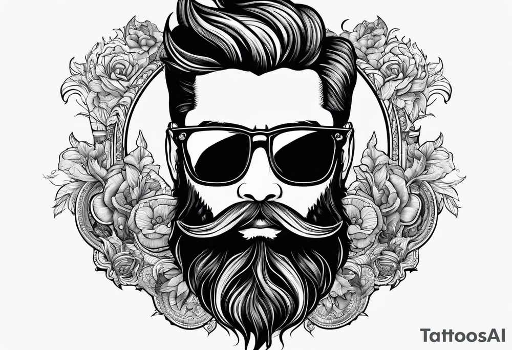capricorn with beard and sunglasses tattoo idea