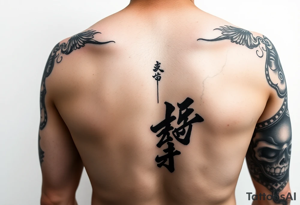 Forarm sleeve to go with good karma tattoo in traditional Japanese writing tattoo idea
