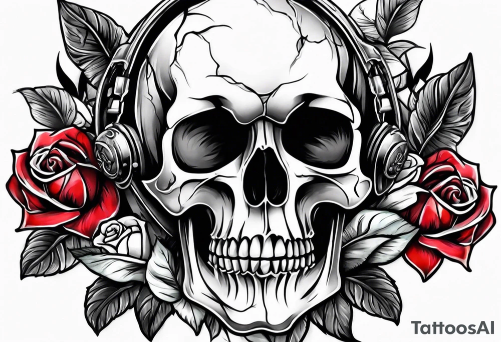 skull and roses tattoo idea