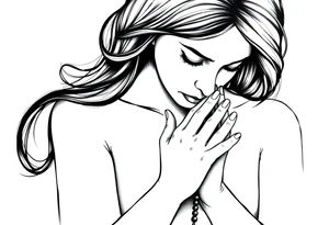 Woman praying with rosary tattoo tattoo idea