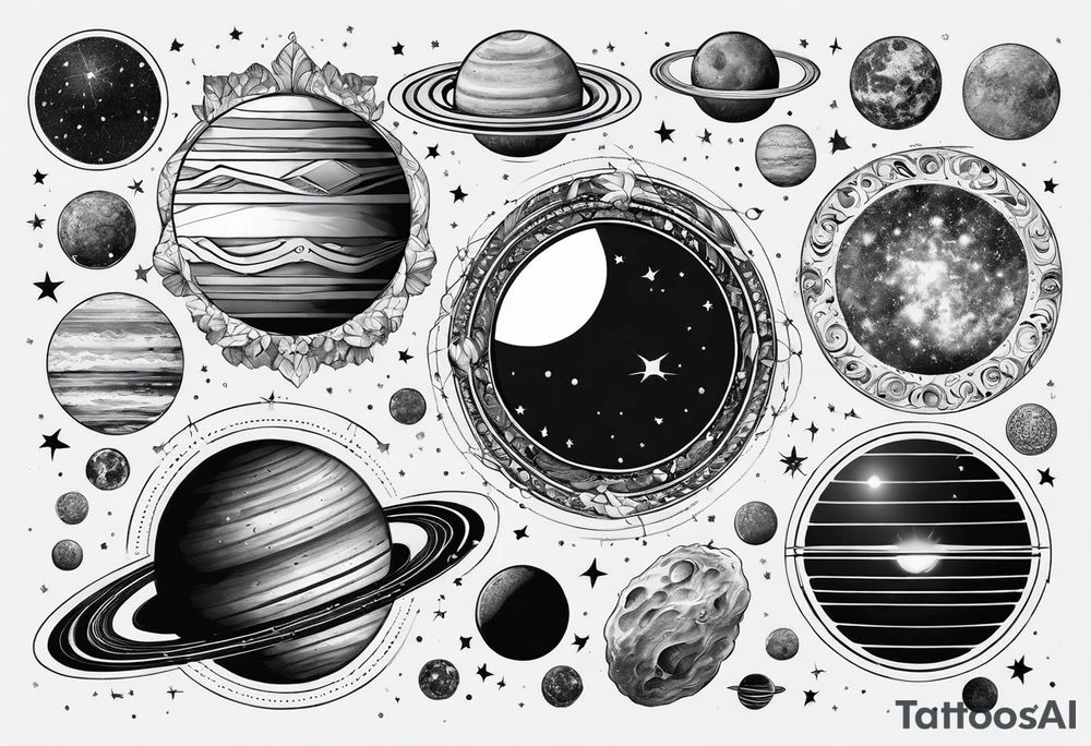 solar system spine tattoo idea