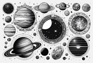 solar system spine tattoo idea