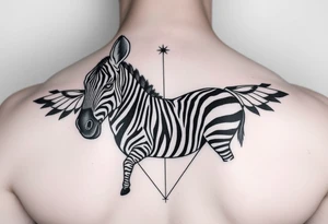 Kombinace býka štíra a panny v geometrickém stylu, zebra pod levým prsem, jednoduché, mužské tattoo idea