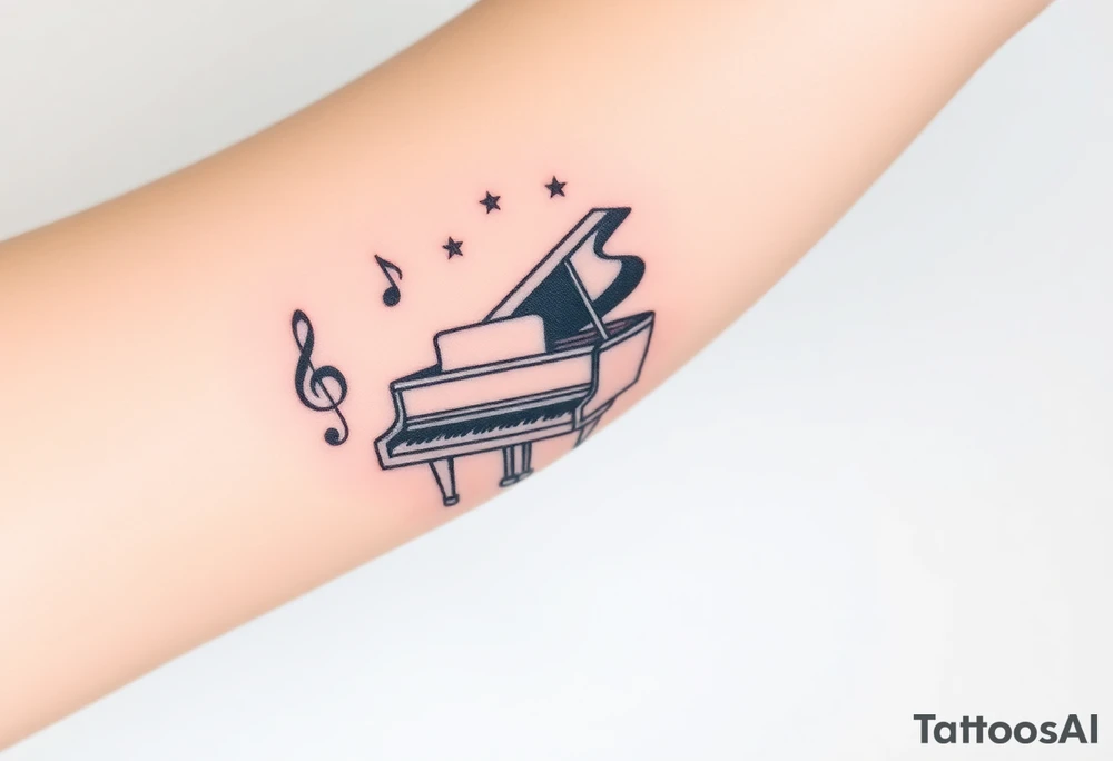 grand piano under the stars swirl treble bass cref tattoo idea