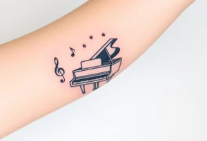 grand piano under the stars swirl treble bass cref tattoo idea