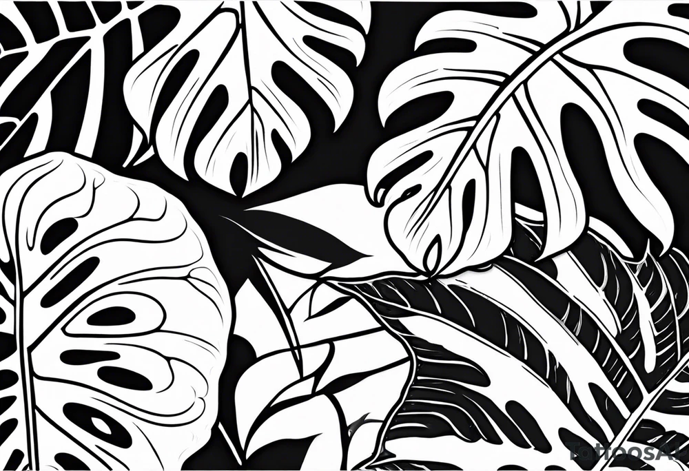 Monstera with mahory tatoo tattoo idea