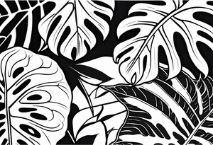 Monstera with mahory tatoo tattoo idea