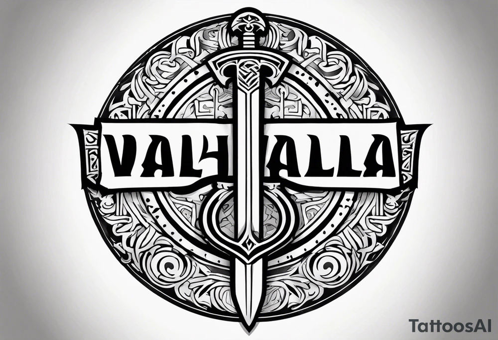 sword Valhalla circle tattoo idea