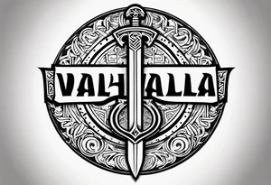 sword Valhalla circle tattoo idea