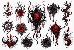 Blood
Tendril
Red
Black
Corruption 
Horror
Visceral tattoo idea