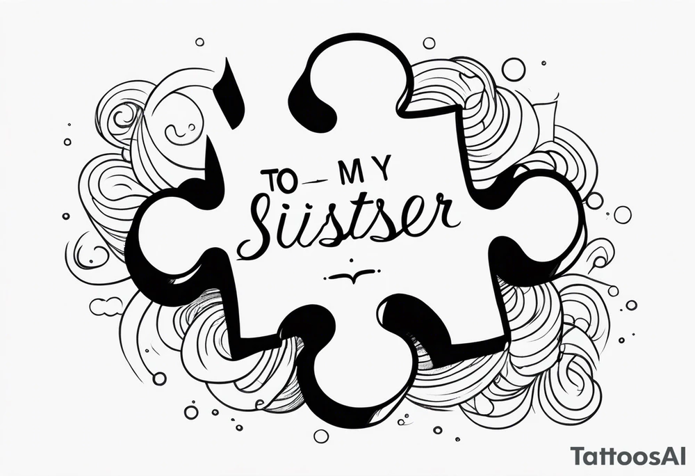 single puzzle piece and the words "to my favorite sister" tattoo idea