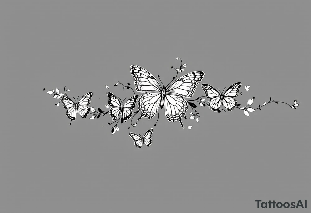 Butterflies of different sizes and colors tattoo idea