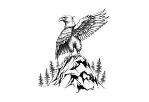 an eagle stands on arock.forest tattoo idea