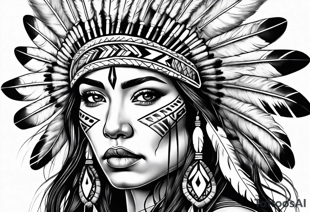 Native American woman tattoo idea
