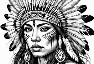 Native American woman tattoo idea