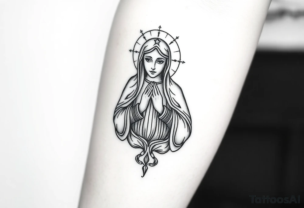 Russian orthodox virgin mary crossing arms tattoo idea