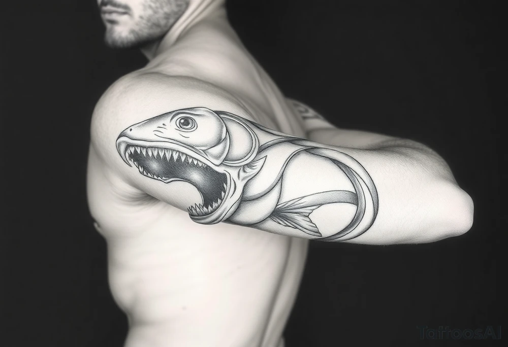 Fish mouth around my arm tattoo idea
