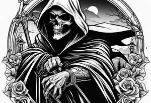 Man chasing the grim reaper tattoo idea