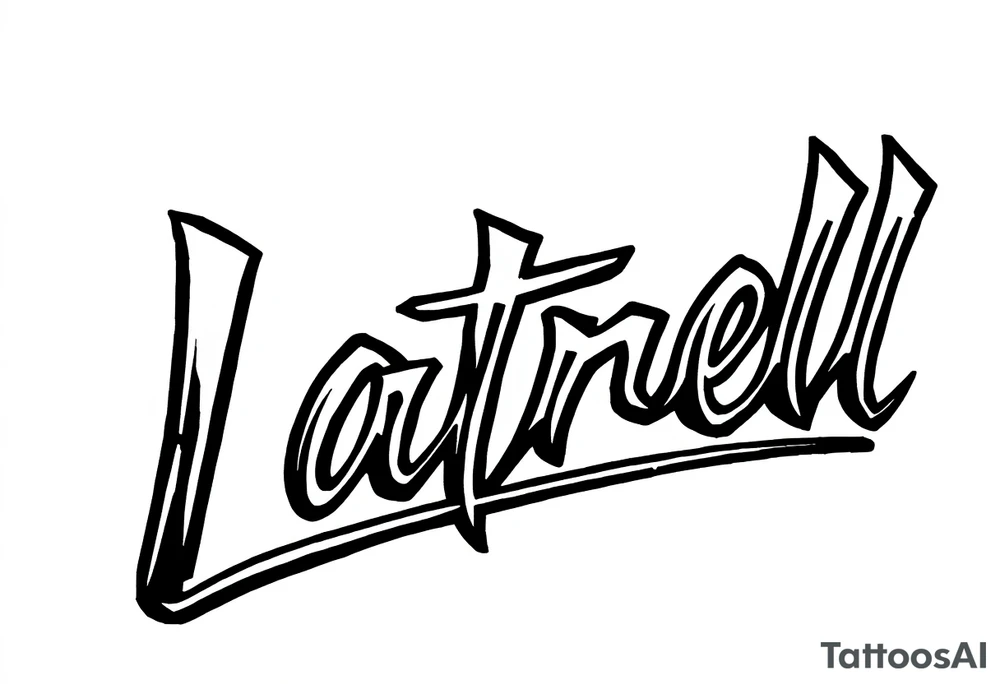 Gangsta cursive 
Lettering style fonts that say Latrell tattoo idea