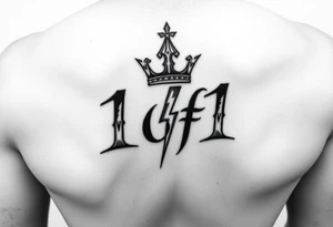 Back forearm I want it to say 1of1 with a crown above “of” with lightning shadow tattoo idea