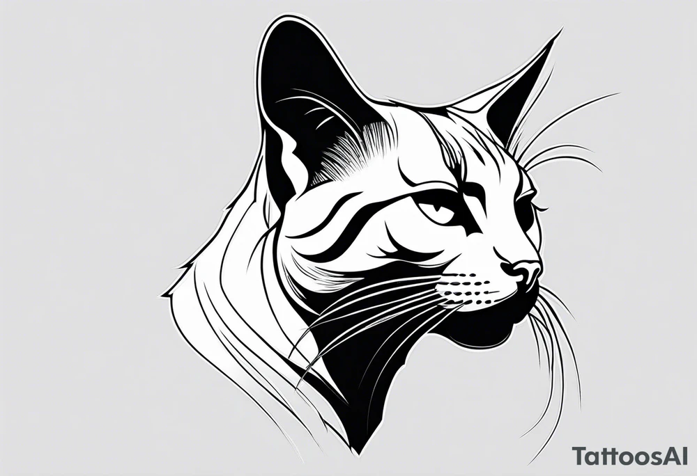 Animal Head ONLY: Simple Cat side profile right side tattoo idea