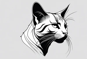 Animal Head ONLY: Simple Cat side profile right side tattoo idea