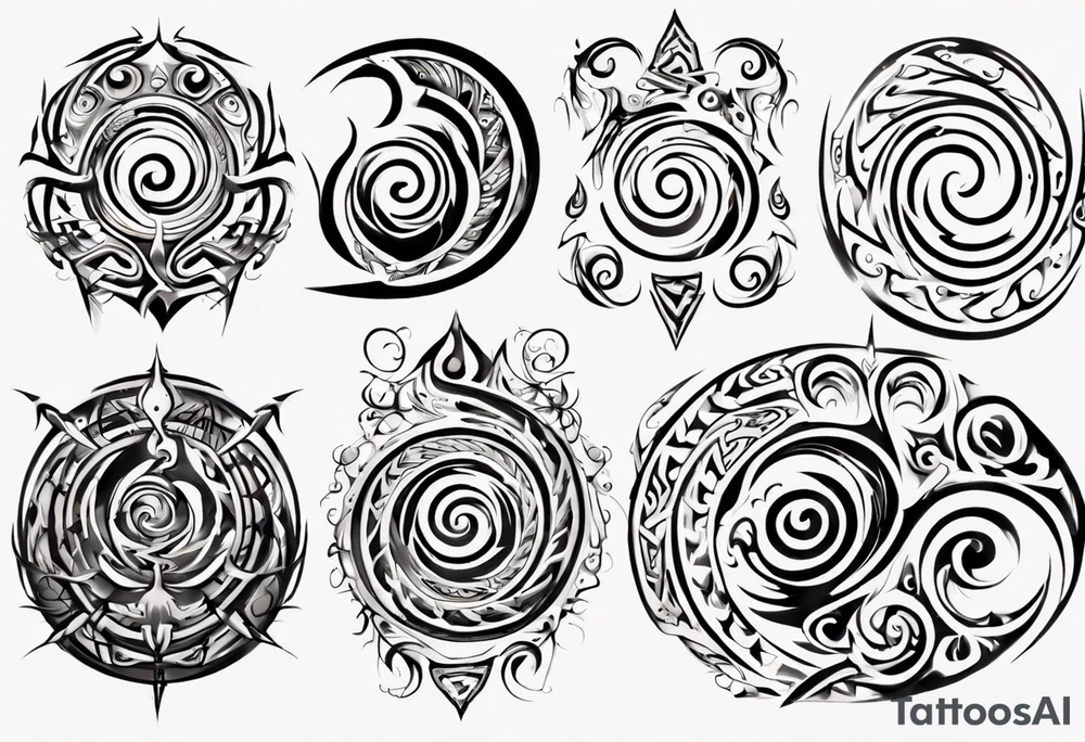 Spiral tribal pectoral tattoo idea