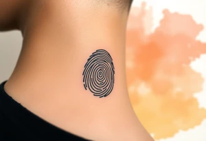 A negative space fingerprint on a watercolor background in warm sunset hues, symbolizing love’s warmth and radiance. tattoo idea