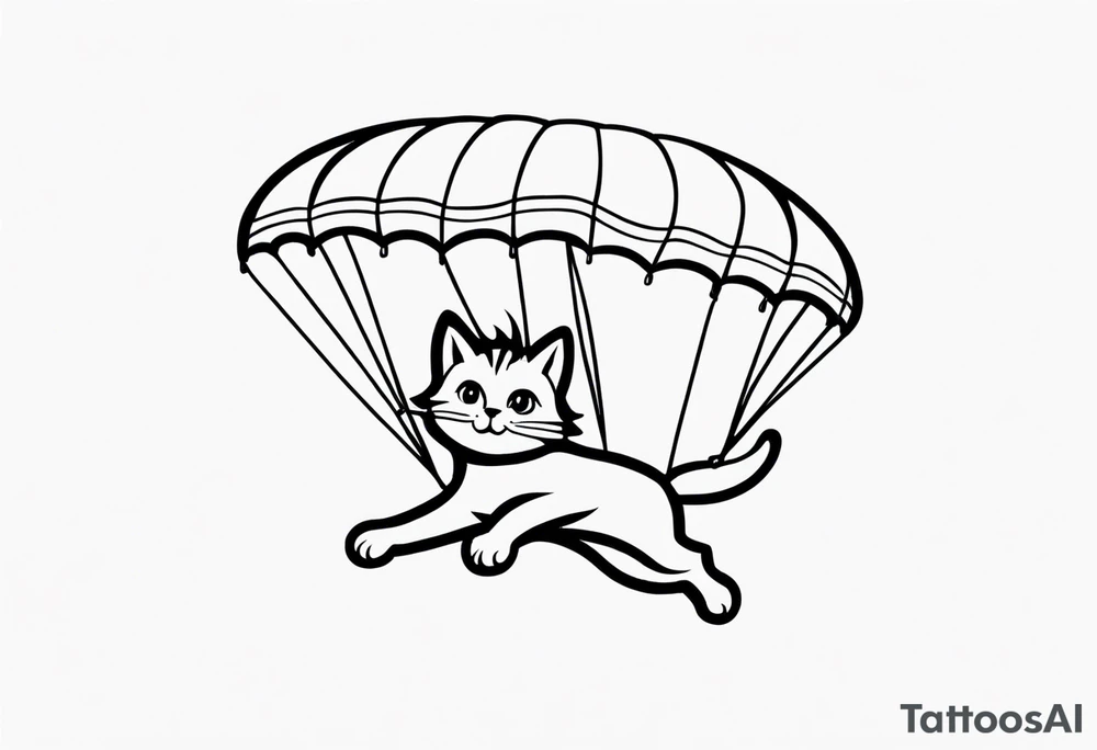 a cat parachuting after skydiving tattoo idea