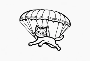 a cat parachuting after skydiving tattoo idea