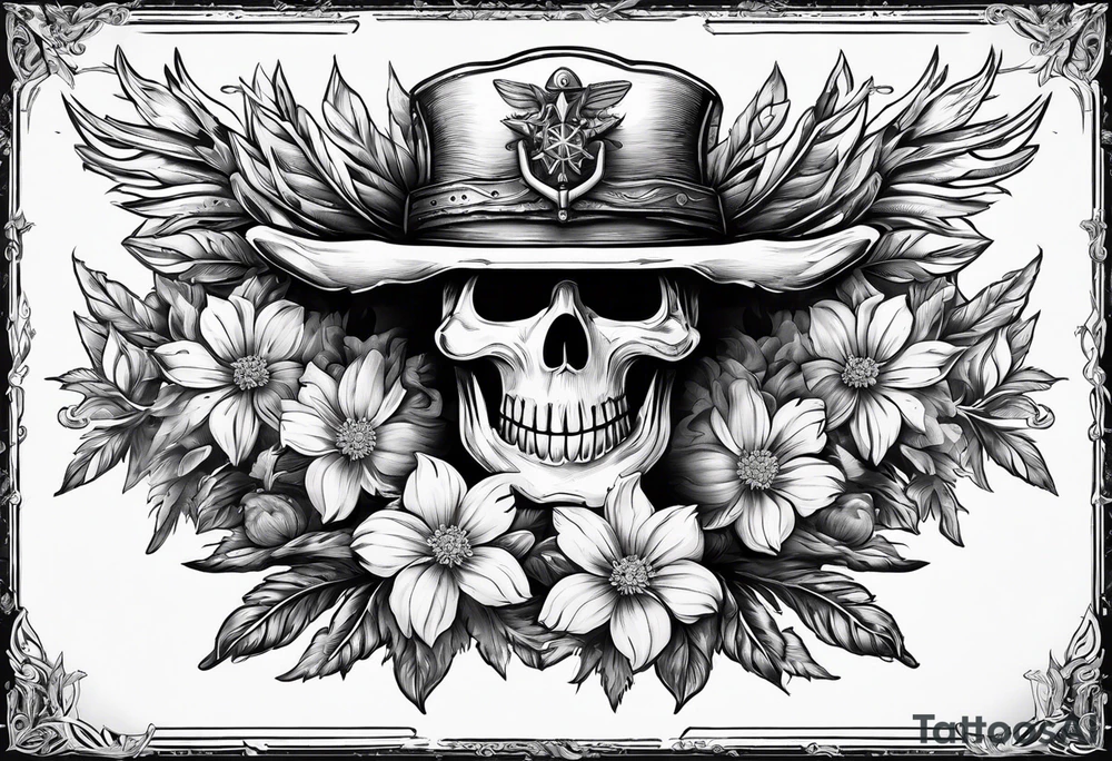 captain’s bar with edelweiss flower tattoo idea