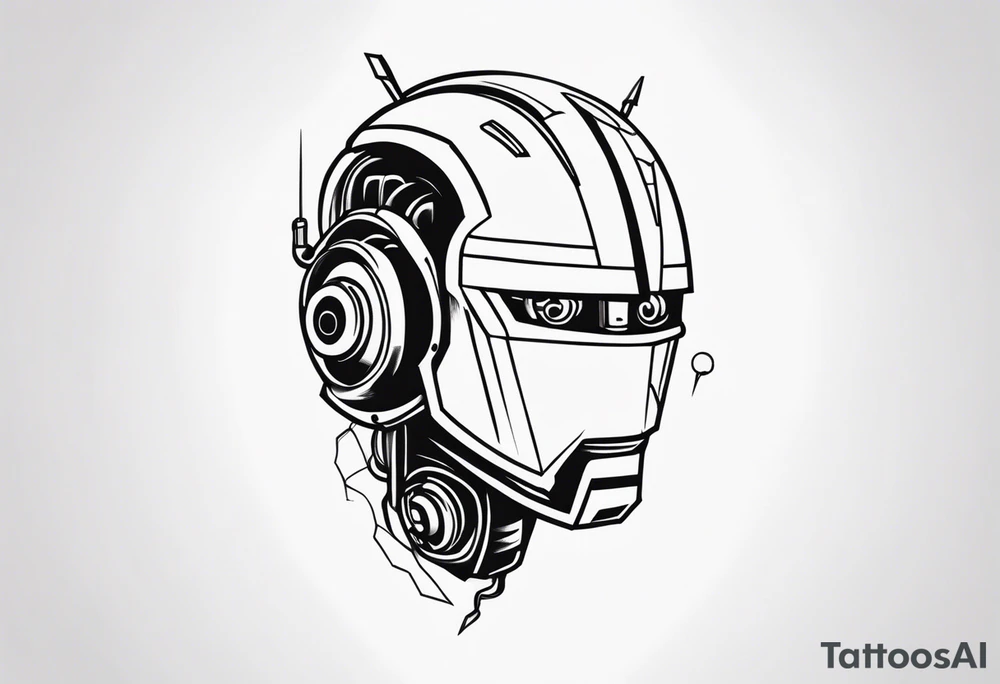 a broken head robot tattoo idea
