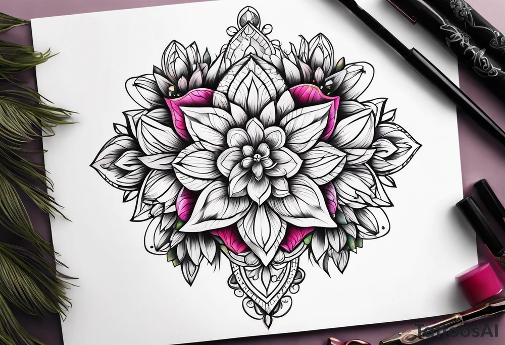ornaments of flowers tattoo idea