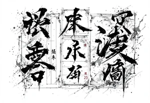 japanese kanji and numers arranged like a japanese shipping label tattoo idea