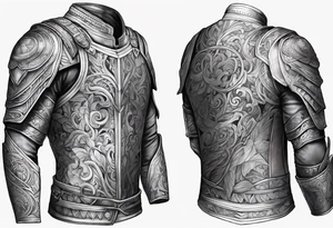 half sleeve, upper right arm and shoulder, leather armor tattoo idea