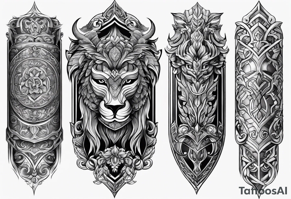 shin sleeve armor tattoo idea