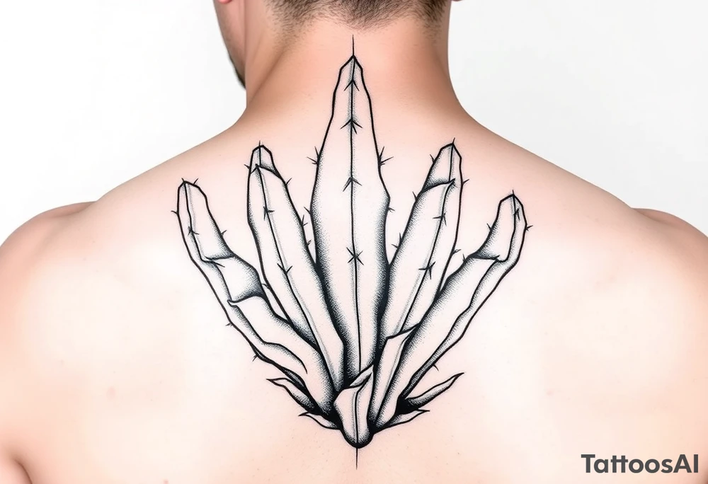 cactus large line tattoo idea