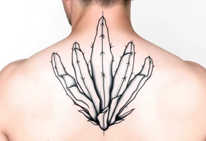 cactus large line tattoo idea