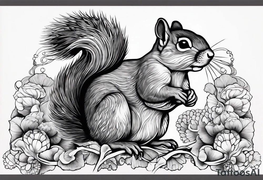 Squirrel, abalone, mushroom, coral tattoo idea