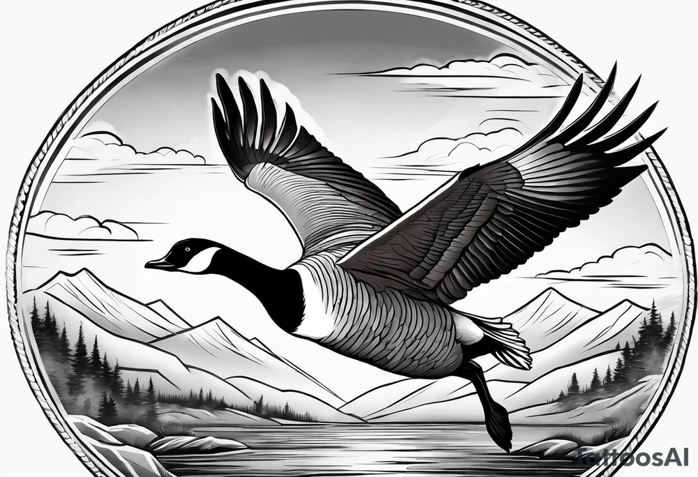 canadian goose taking off into the sky wind Background tattoo idea
