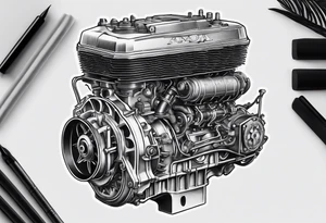 mechanical engine, fire, samoa tattoo idea