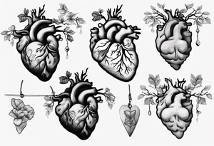Anatomical heart on a string, anatomical brain on a string tattoo idea